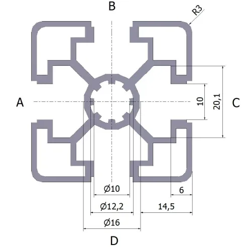 Profil aluminiowy 45x45L czarny anodowany