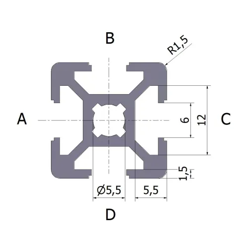 Profil aluminiowy 20x20 czarny anodowany