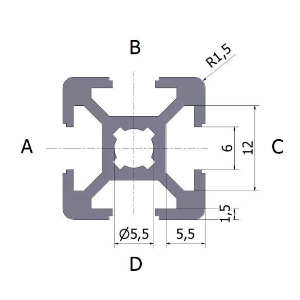 Profil aluminiowy 20x20 czarny anodowany