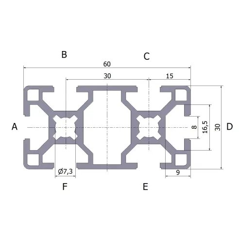 Profil aluminiowy 30x60 czarny anodowany