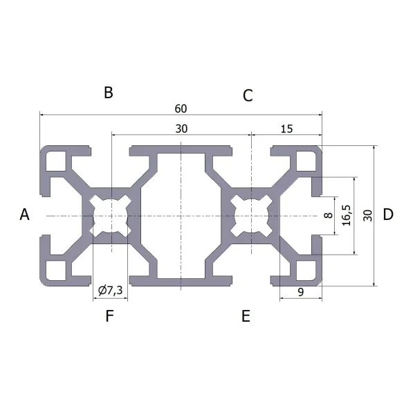 Profil aluminiowy 30x60 czarny anodowany