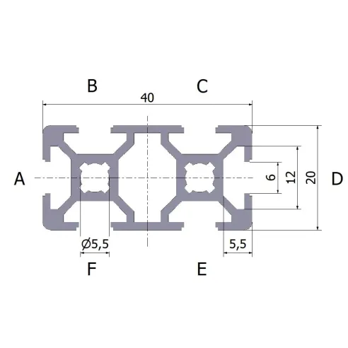 Profil aluminiowy 20x40 czarny anodowany