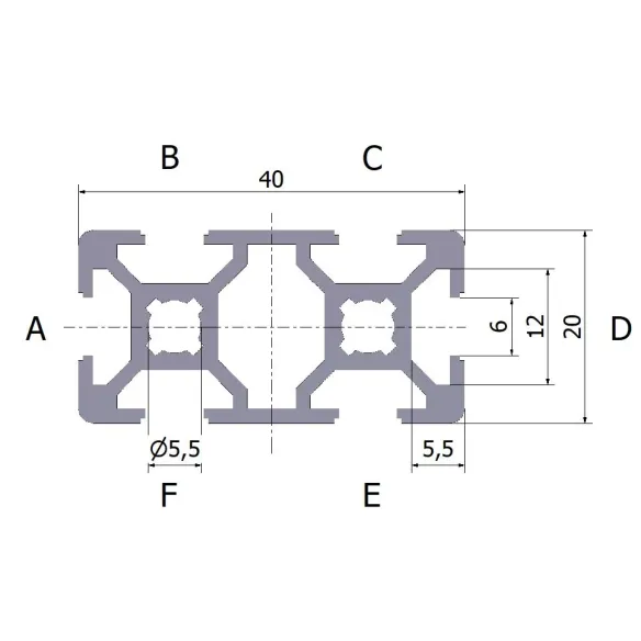 Profil aluminiowy 20x40 czarny anodowany