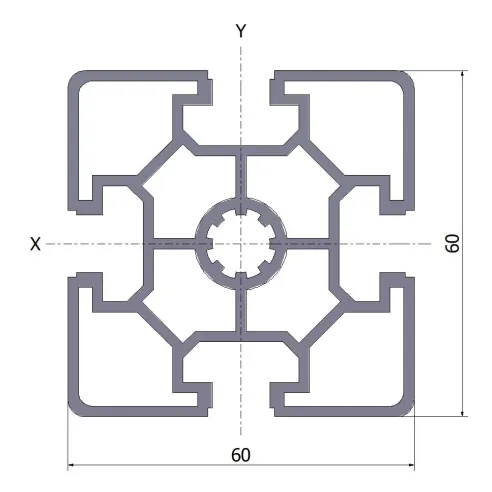 Profil aluminiowy 60x60L 20x6070 mm