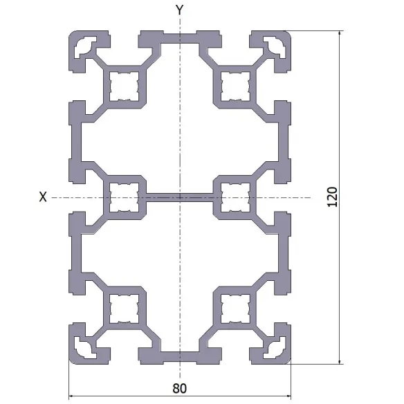 Profil aluminiowy 80x120L 4x6070 mm
