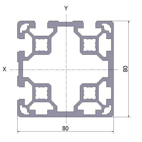 Profil aluminiowy 80x80L 4NVS 6x6070 mm