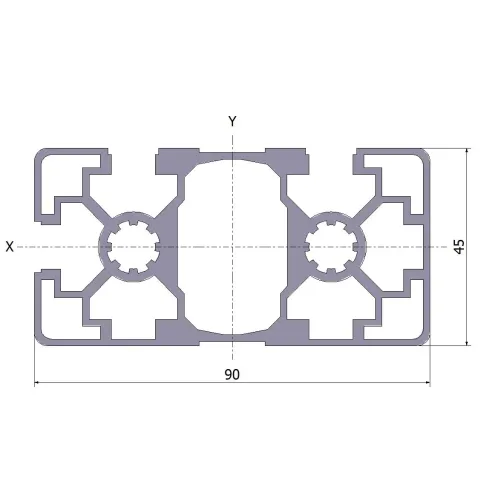 Profil aluminiowy 45x90L 3NVS 12x6070 mm