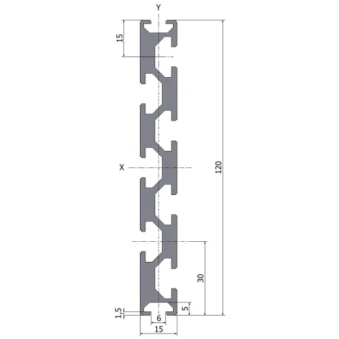 Profil aluminiowy 15x120 10x3000 mm