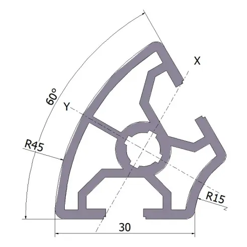 Profil aluminiowy 30x60° 20x6070 mm