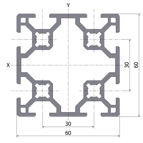 Profil aluminiowy 60x60 8N 20x6070 mm