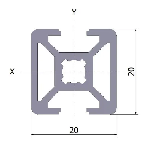 Profil aluminiowy 20x20 2N  20x3000 mm