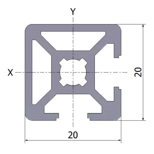 Profil aluminiowy 20x20 2NVS 20x3000 mm