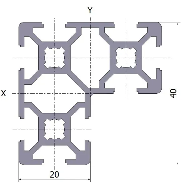 Profil aluminiowy 20x40x40 16x3000 mm