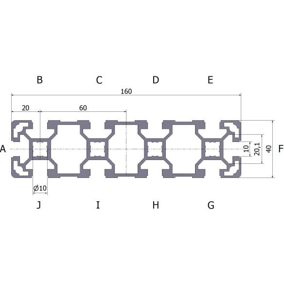 Profil aluminiowy 40x160L
