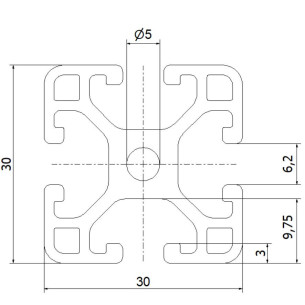 Profil aluminiowy konstrukcyjny 30x30L [rowek 6 mm] 2