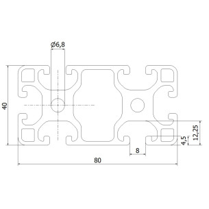 Profil aluminiowy konstrukcyjny 40x80L [rowek 8 mm] 2