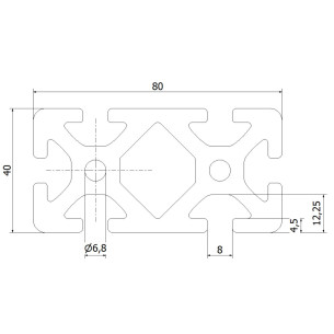 Profil aluminiowy konstrukcyjny 40x80 [rowek 8 mm] 2