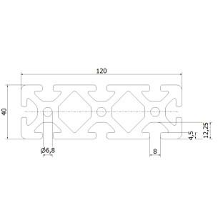 Profil aluminiowy konstrukcyjny 40x120 [rowek 8 mm] 2