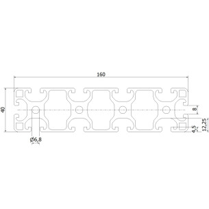 Profil aluminiowy konstrukcyjny 40x160L [rowek 8 mm] 2