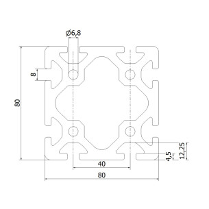 Profil aluminiowy konstrukcyjny 80x80 [rowek 8 mm] 2