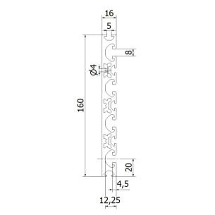 Profil aluminiowy konstrukcyjny 160x16 [rowek 8 mm] 2