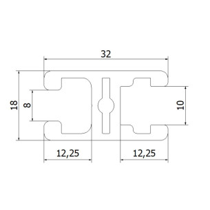 Profil aluminiowy konstrukcyjny 32x18 [rowek 8 mm] 2