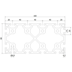 Profil aluminiowy konstrukcyjny 80x160L [rowek 8 mm] 2