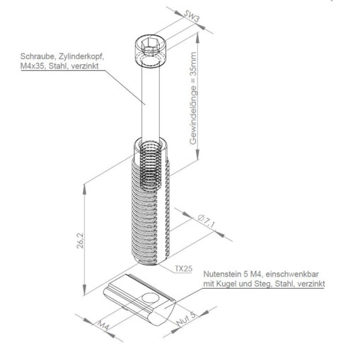 Łącznik gwintujący M4 [5]