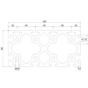 Profil aluminiowy konstrukcyjny 80x160 [rowek 8 mm] 2