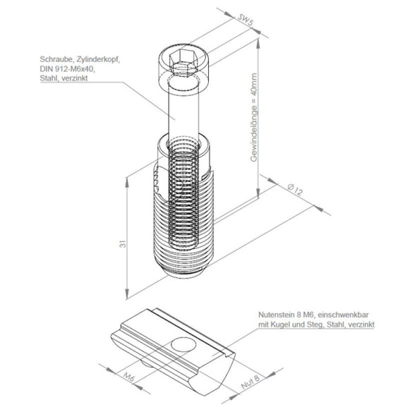 Łącznik gwintujący M6 [8]