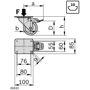 Zestaw kołowy z kołnierzem mocującym D125 F900N z hamulcem 2