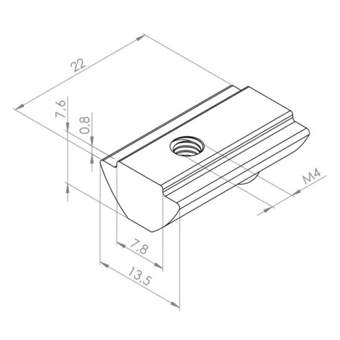 Wpust rowkowy M4 [8] obracany z kulką