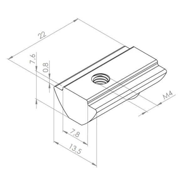 Wpust rowkowy M4 [8] obracany z kulką