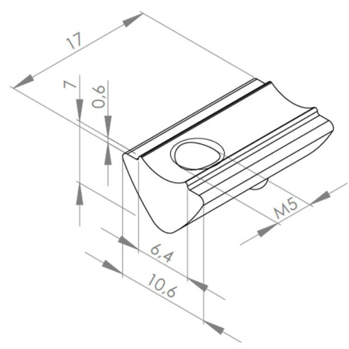 Wpust rowkowy M5 [6] obracany z kulką