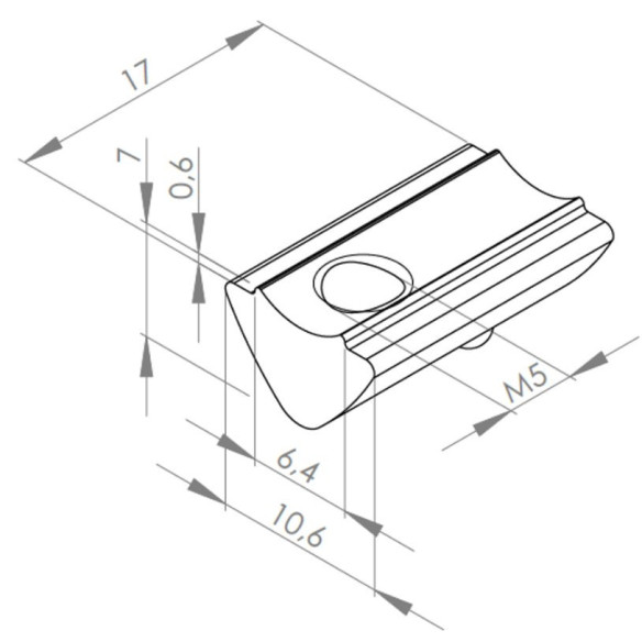 Wpust rowkowy M5 [6] obracany z kulką