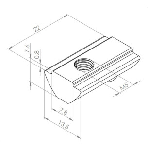 Wpust rowkowy M5 [8] obracany z kulką 2