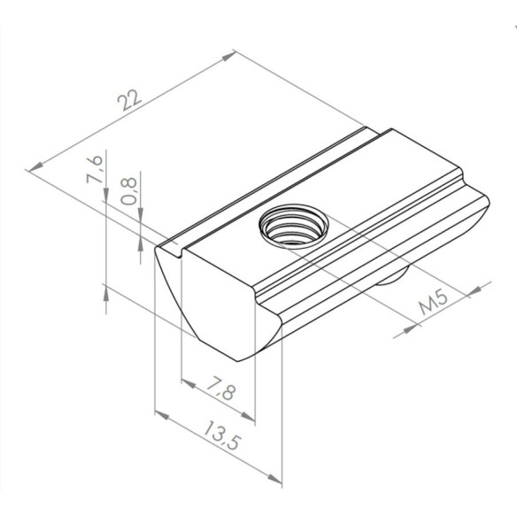 Wpust rowkowy M5 [8] obracany z kulką