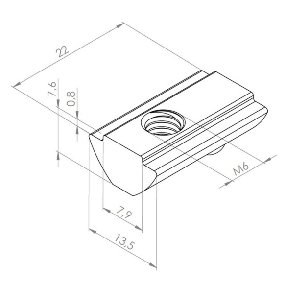 Wpust rowkowy M6 [8] obracany z kulką