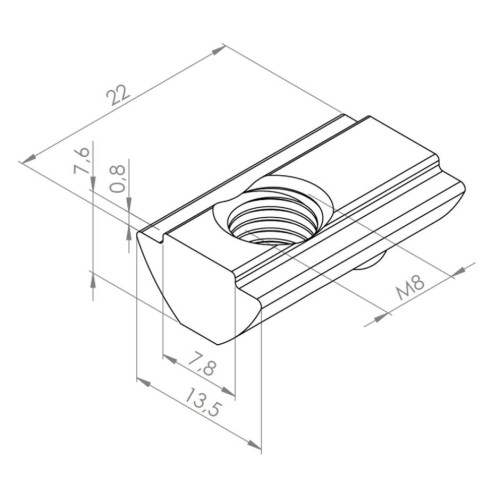 Wpust rowkowy M8 [8] obracany z kulką