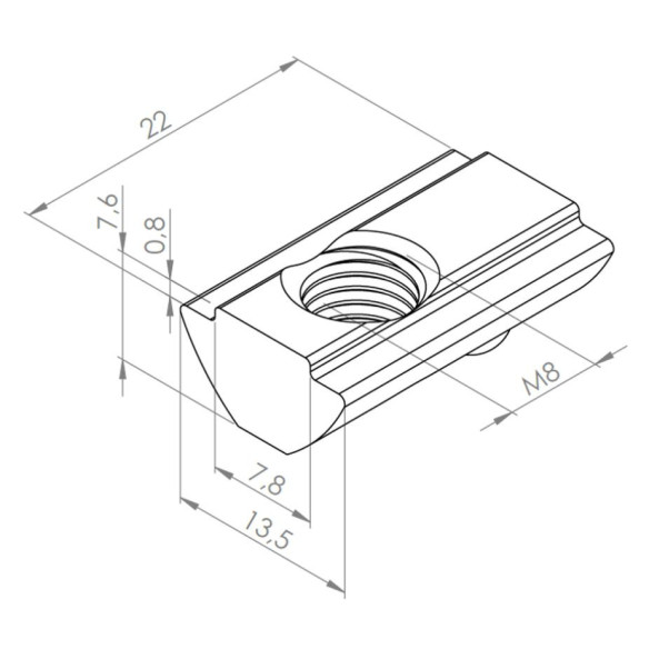 Wpust rowkowy M8 [8] obracany z kulką