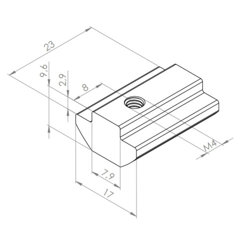Wpust rowkowy M4 [8] ciężki z mostkiem