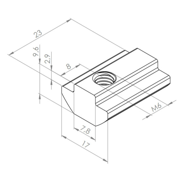 Wpust rowkowy M6 [8] ciężki z mostkiem