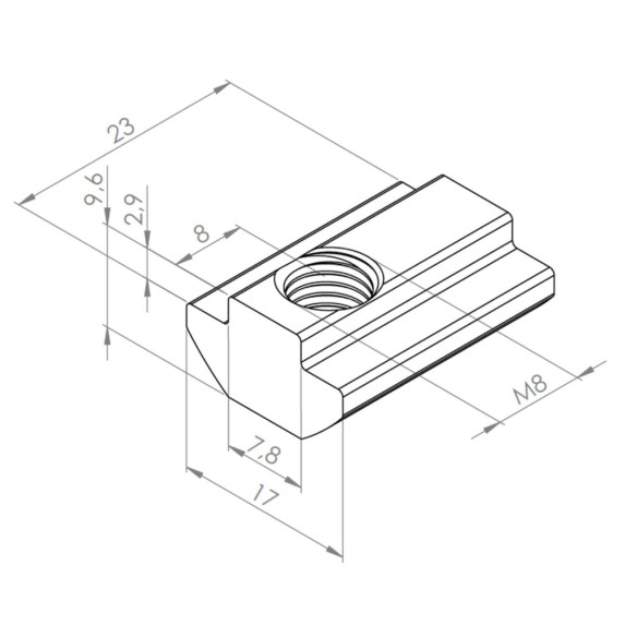 Wpust rowkowy M8 [8] ciężki z mostkiem