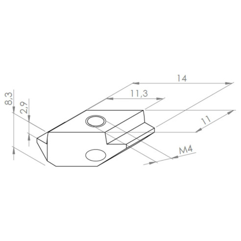 Wpust rowkowy M4 [8] skośny
