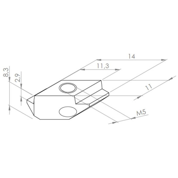 Wpust rowkowy M5 [8] skośny