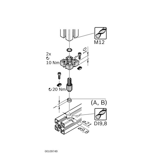 Łącznik T 45x45 pneumatyczny