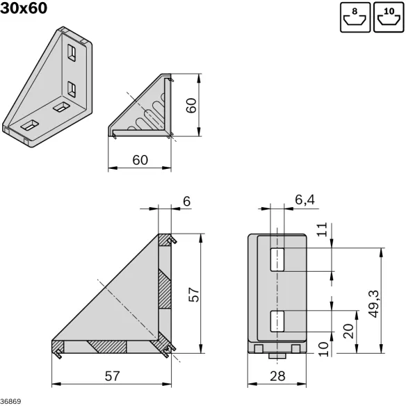 Kątownik 30x60  [8]