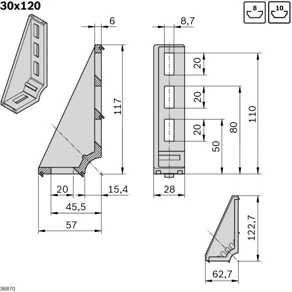 Kątownik fundamentowy 30x120 [8]