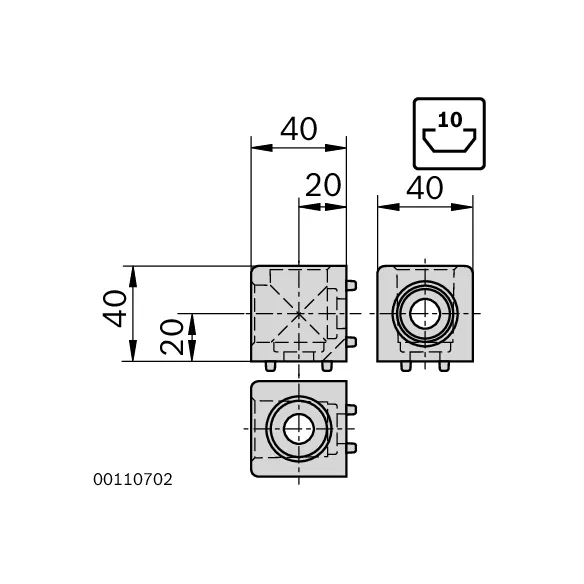 Łącznik węzłowy sześcienny 40/2