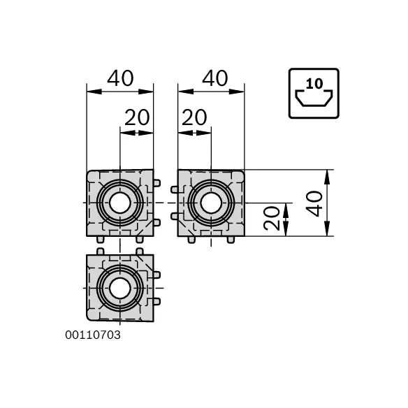 Łącznik węzłowy sześcienny 40/3